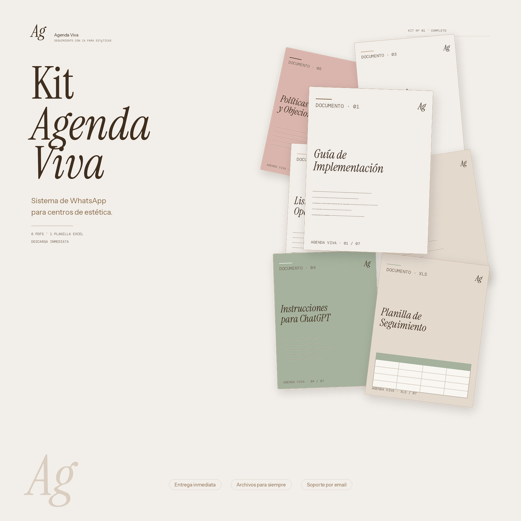 Kit Agenda Viva – 6 PDFs y planilla Excel para centros de estética